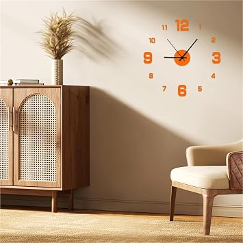 Decor Wall Clock Kit DIY Craft Timepiece Frameless Walldecal Home Silent Living Roomoffice For Living Room Bedroom(Red)