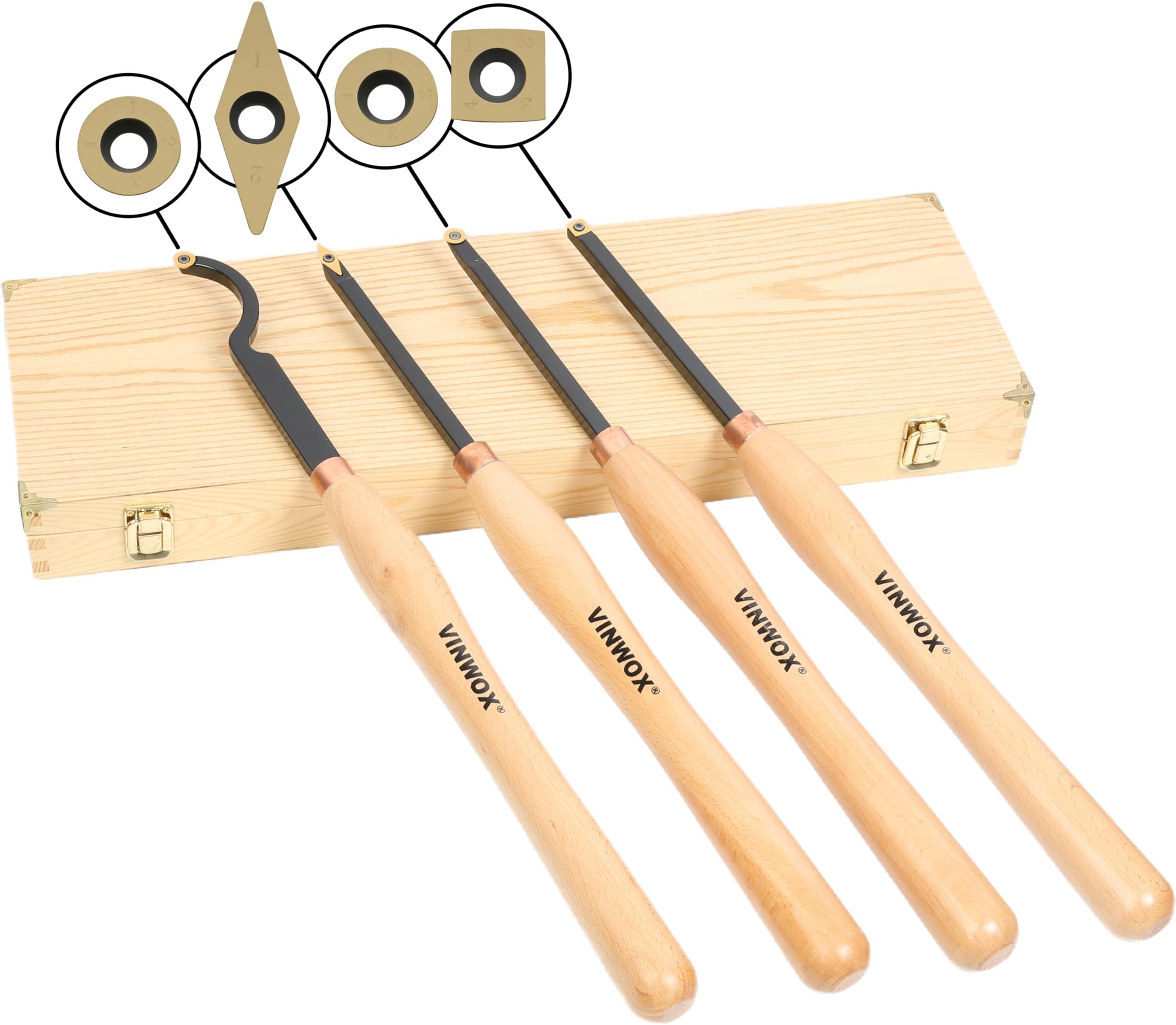 20" Full Size 4 PCS Carbide Wood Lathe Turning Tool Set, Carbide Wood Lathe Chisel Set, Carbide Lathe Turning Tool, Carbide Turning Tool