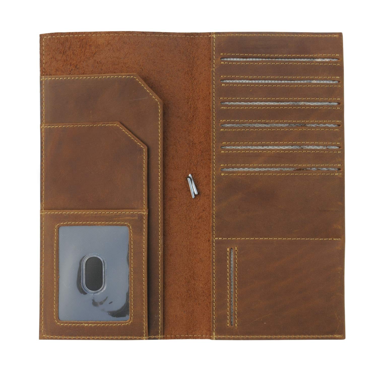 WANDERINGS Portapassaporto e portafoglio da viaggio in pelle Blocco RFID, taccuino da viaggio e portafoglio in vera pelle per uomo e donna, portapassaporto e portafoglio da viaggio, 11x23 cm