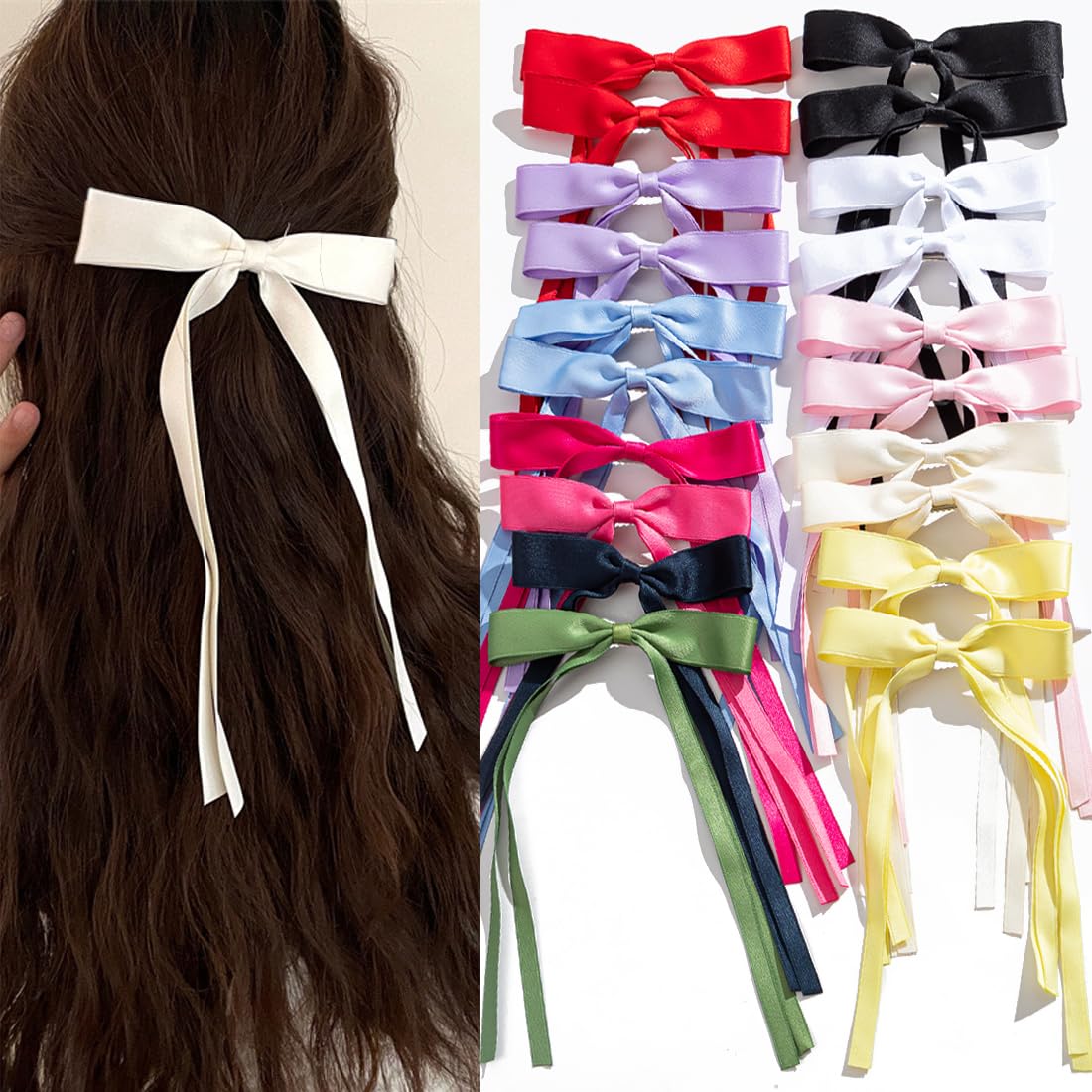 Amazon.com : 20 Hair Bow Clips with Ribbons, Bowknots, and Long