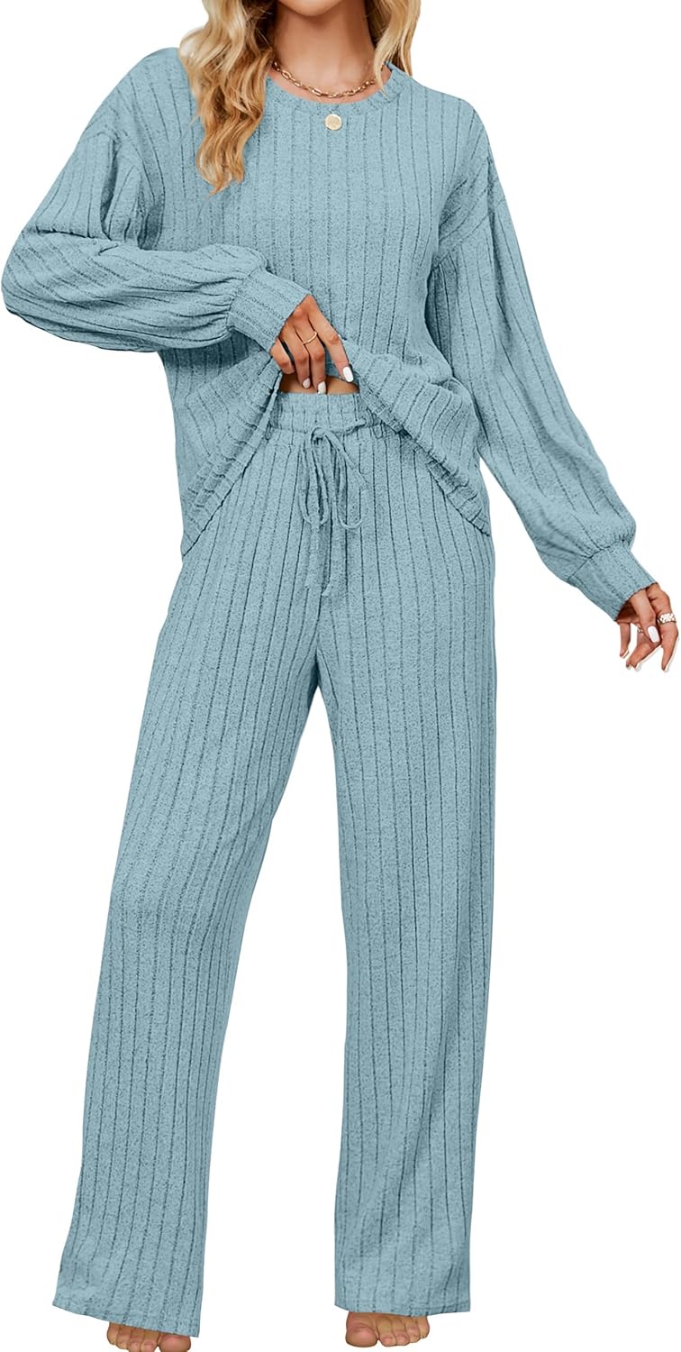 Blooming Jelly Womens Lounge Set Cute Long Sleeve Pajama Sets Casual 2 Piece Pj Outfit Fall Sleepwear Pockets