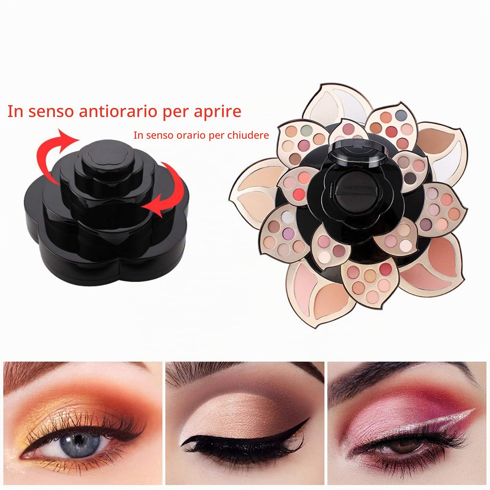 Set di Trucchi, FantasyDay Kit di Bellezza Cosmetici Kit per Occhi, Viso e Labbra - Natale Regalo Xmas Makeup Gift Set con Correttore, Rossetti, Lucidalabbra, Palette Ombretti, Mascara, Trousse, Fard