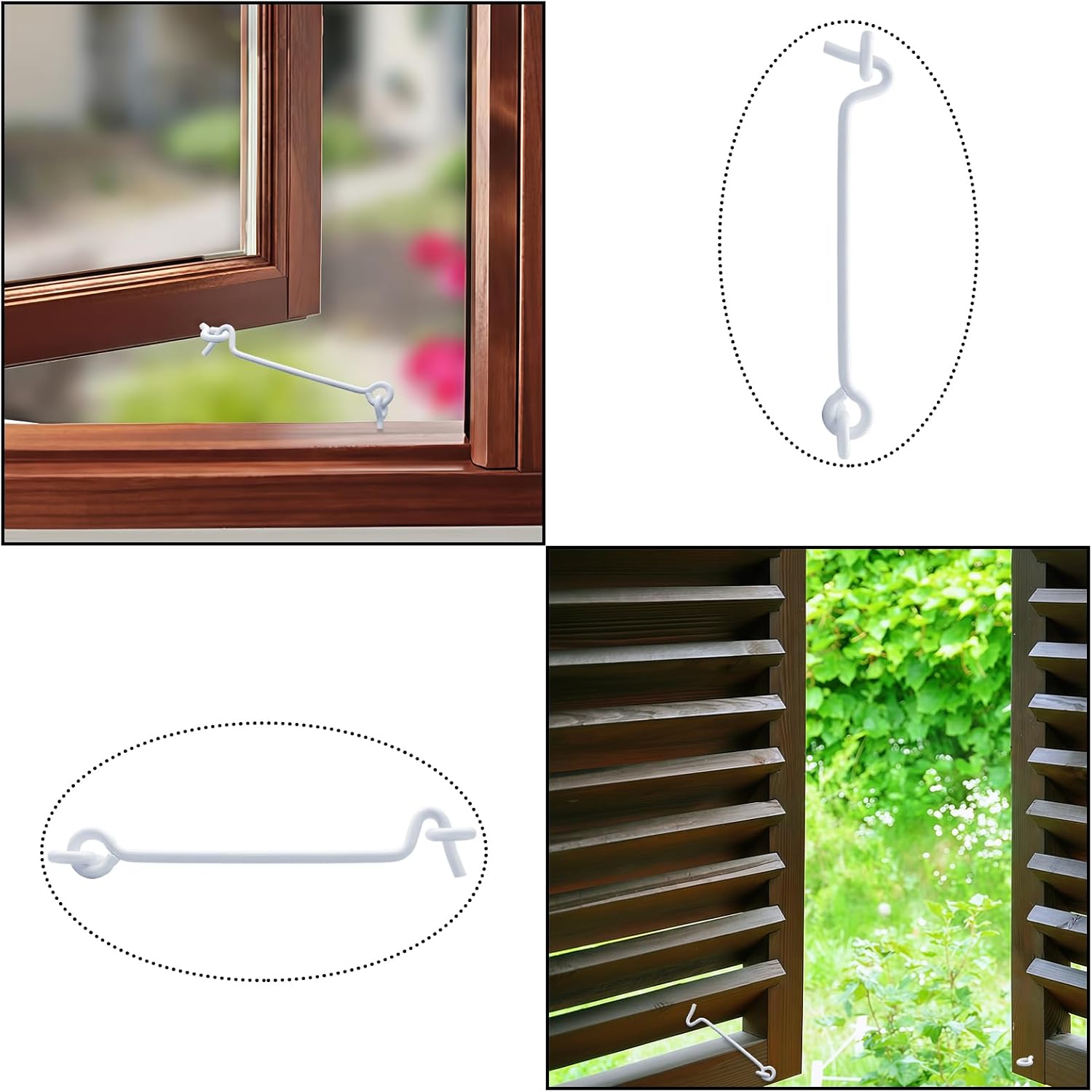 Litoexpe 5pcs 4" White Cabin Hook and Eye Latch image 4