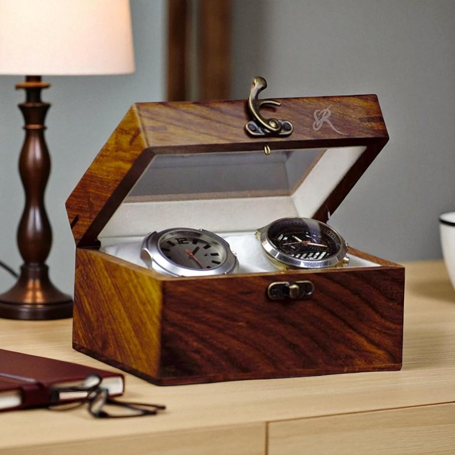 Organizador de relojes, caja de reloj para hombres, caja de reloj de madera, organizador de relojes para hombres y mujeres, caja de reloj de madera, regalo para él, día del padre, aniversario, regalo