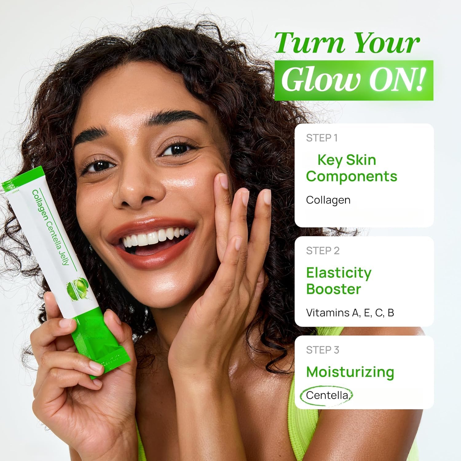 Gelée Centella au collagène | Saveur de pomme verte - Soutien nutritionnel multiple Éclat de la peau, cheveux et ongles Soins de beauté quotidiens