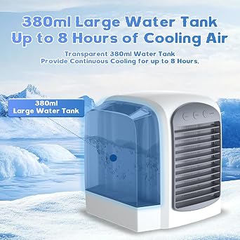 Breeze Box Air Conditioner, Breeze Box, Portable Mini Air Conditioner, 380ml Water Tank, Can Be Used For 2-5 Hours, 3 Wind Speeds, Removable Water Tank,Easy To Add Water(Blue)