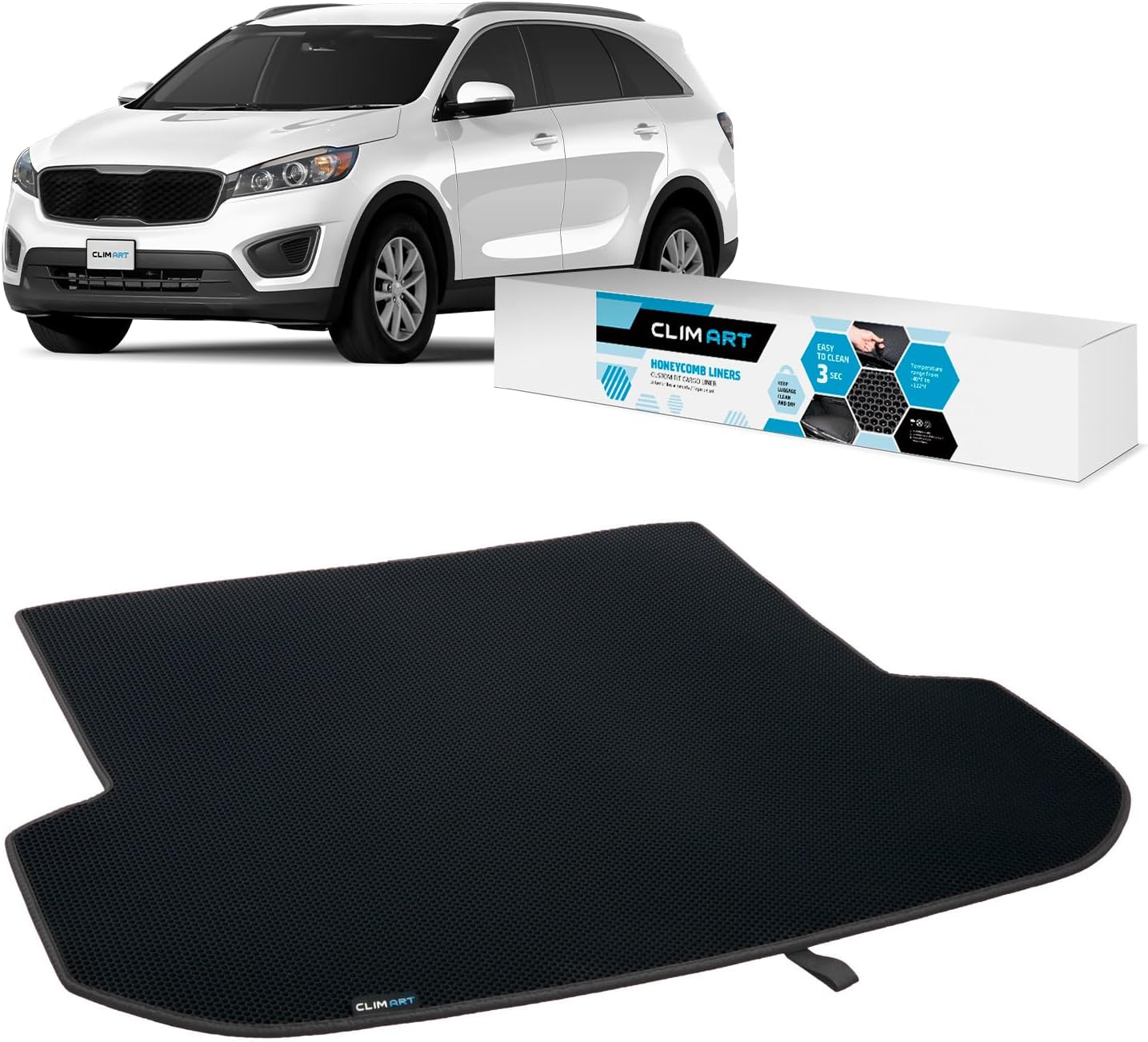 CLIM ART Cargo Liner for Volvo XC90 2016-2026 Custom Fit Trunk Mat, with Honeycomb Dirtproof & Waterproof Technology - All-Climate, Heavy Duty, Anti-Slip Cargo Liner, Luggage - FL01116105