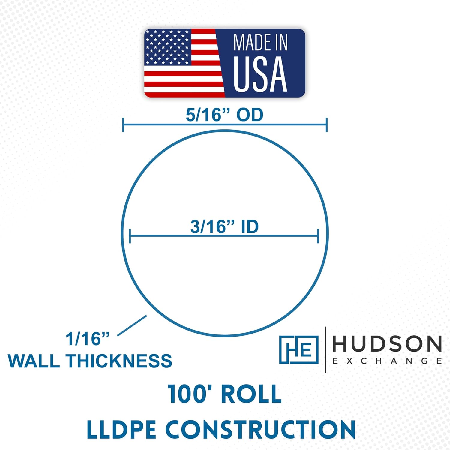 3/16" ID x 5/16 OD" x 1/16" Wall (100' Roll) LLDPE Flexible Heavy-Duty Tubing (Black, 1 Pack)