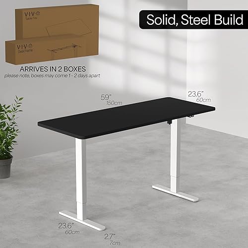 Miniatura 3 de VIVO DESK-KIT-W06D - Escritorio eléctrico de altura ajustable para trabajo de pie, 60 x 24pulgadas, cubierta sólida de una pieza color nogal oscuro