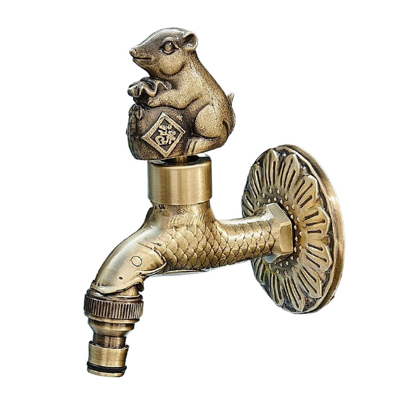 Outside Tap Carved Bibcock Brass Faucet Copper Outdoor Garden Taps for Washing Machine Luxury Toilet Mop(Model 10)