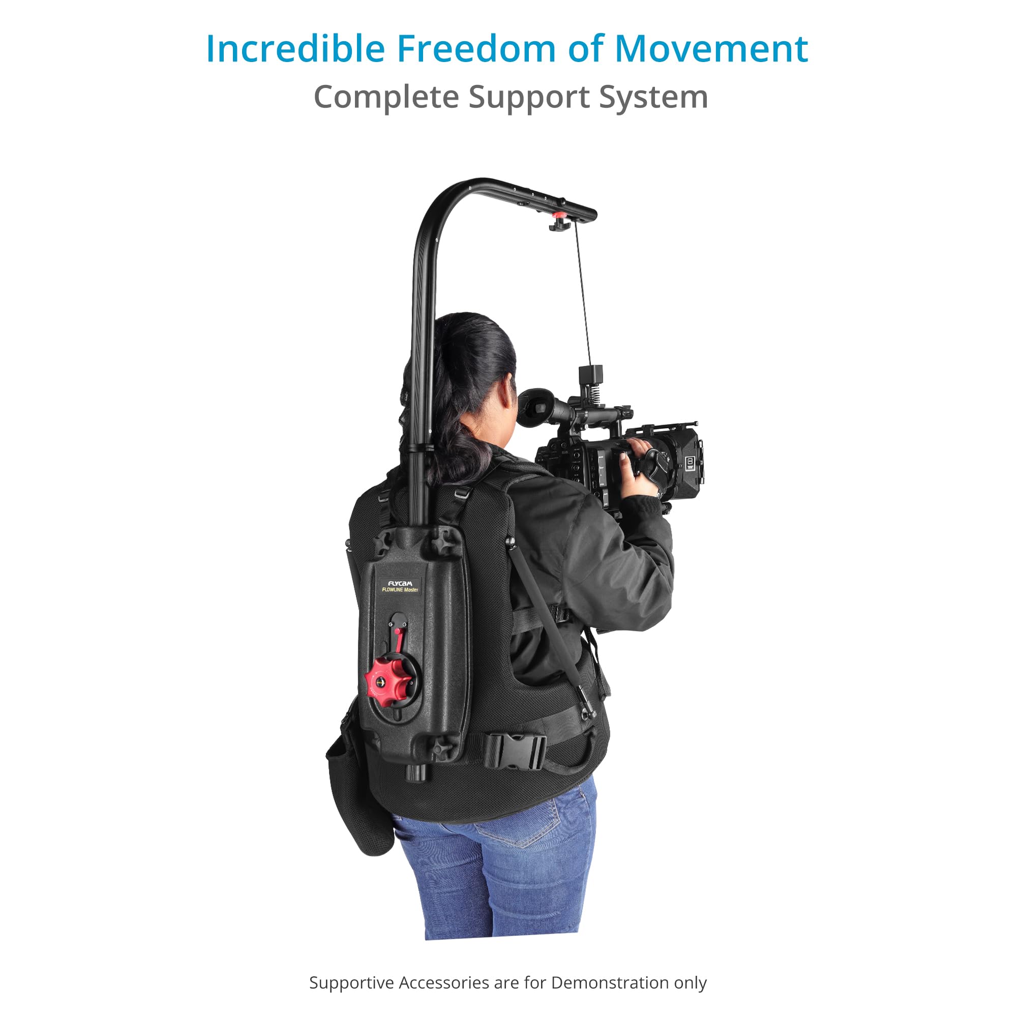 FLYCAM Flowline Master Pro Femme S/M/L, Gilet Support, 4-12 kg, 180° | Conçu pour la morphologie féminine, buste 86-102 cm et taille 66-81 cm ; hauteur 100 cm, replié à 60 cm.