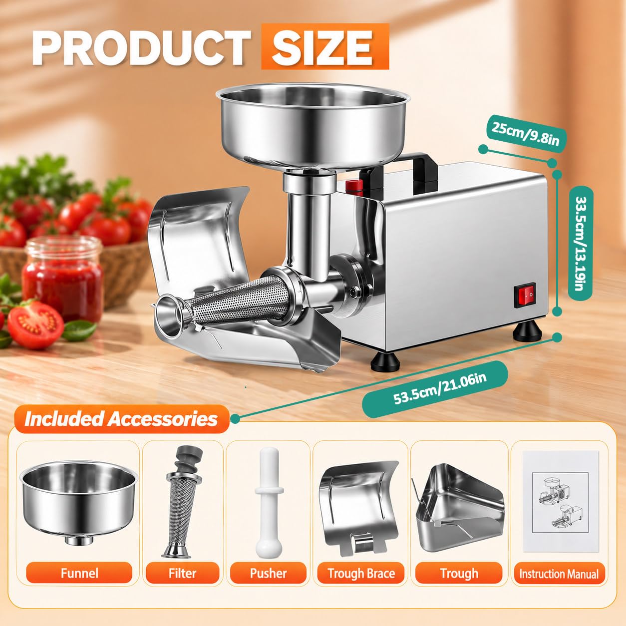 Macchina Elettrica per Confetture 450 W per Pomodori e Frutti di Bosco
