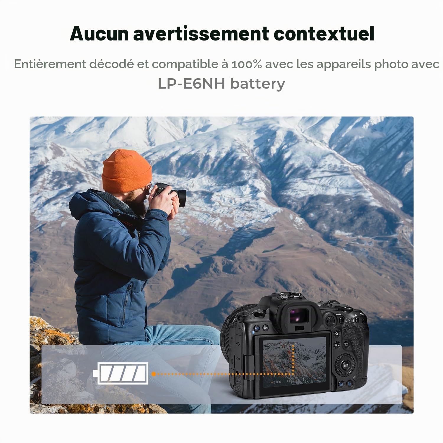 K&F CONCEPT LP-E6NH Batterie 2600mAh Grande Capacité avec Interface de Charge Directe de Type C Compatible avec Canon EOS 90D/80D/70D/5D Mark II III IV/5DS SR/6D/6D Mark II/R5 R6 R6 II R7 (2 Batterie)