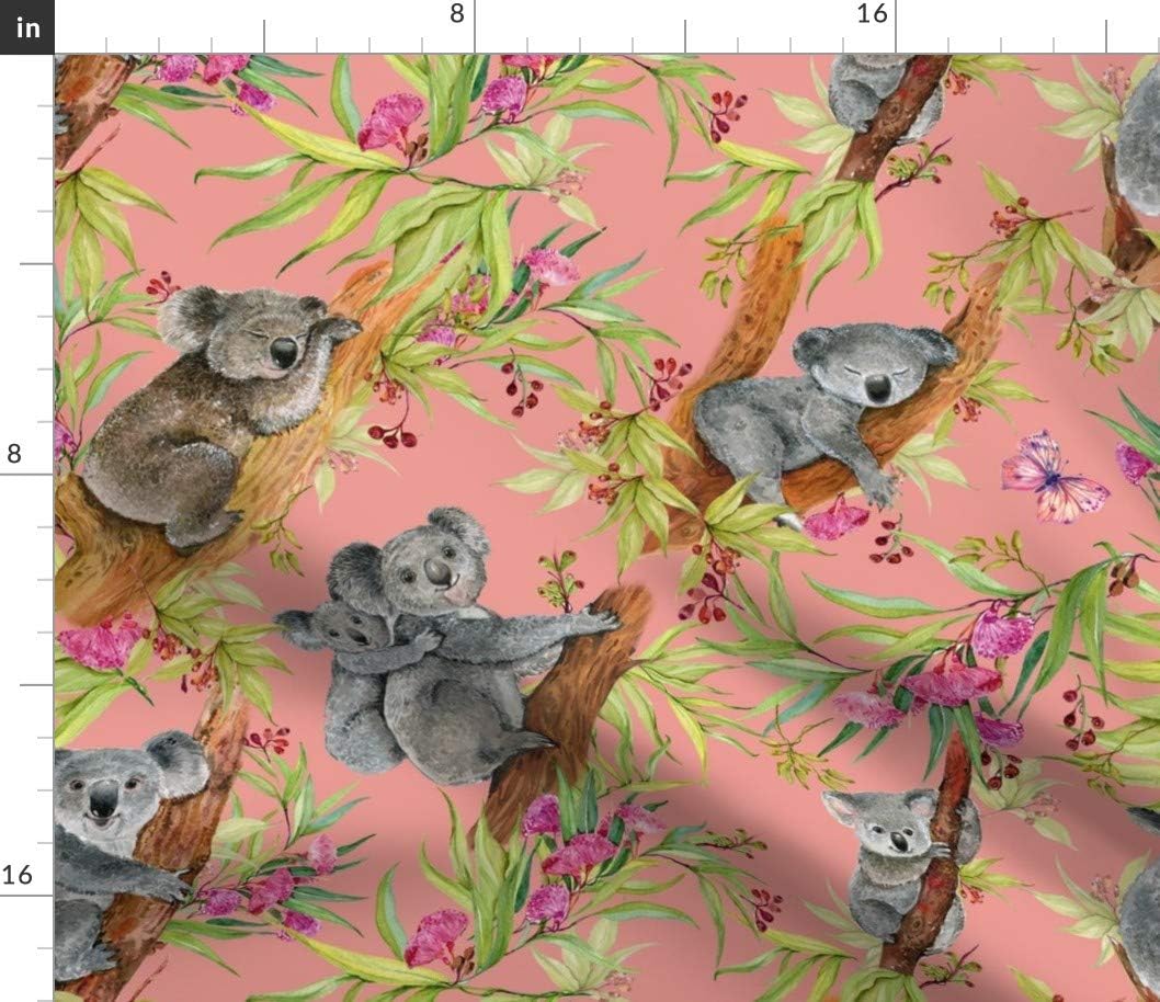 Spoonflower Fabric - Cute Gray Animals Bear Cartoon Watercolor Koala Cloth Printed on Petal Signature Cotton Fabric by The Yard - Sewing Quilting Apparel Crafts Decor