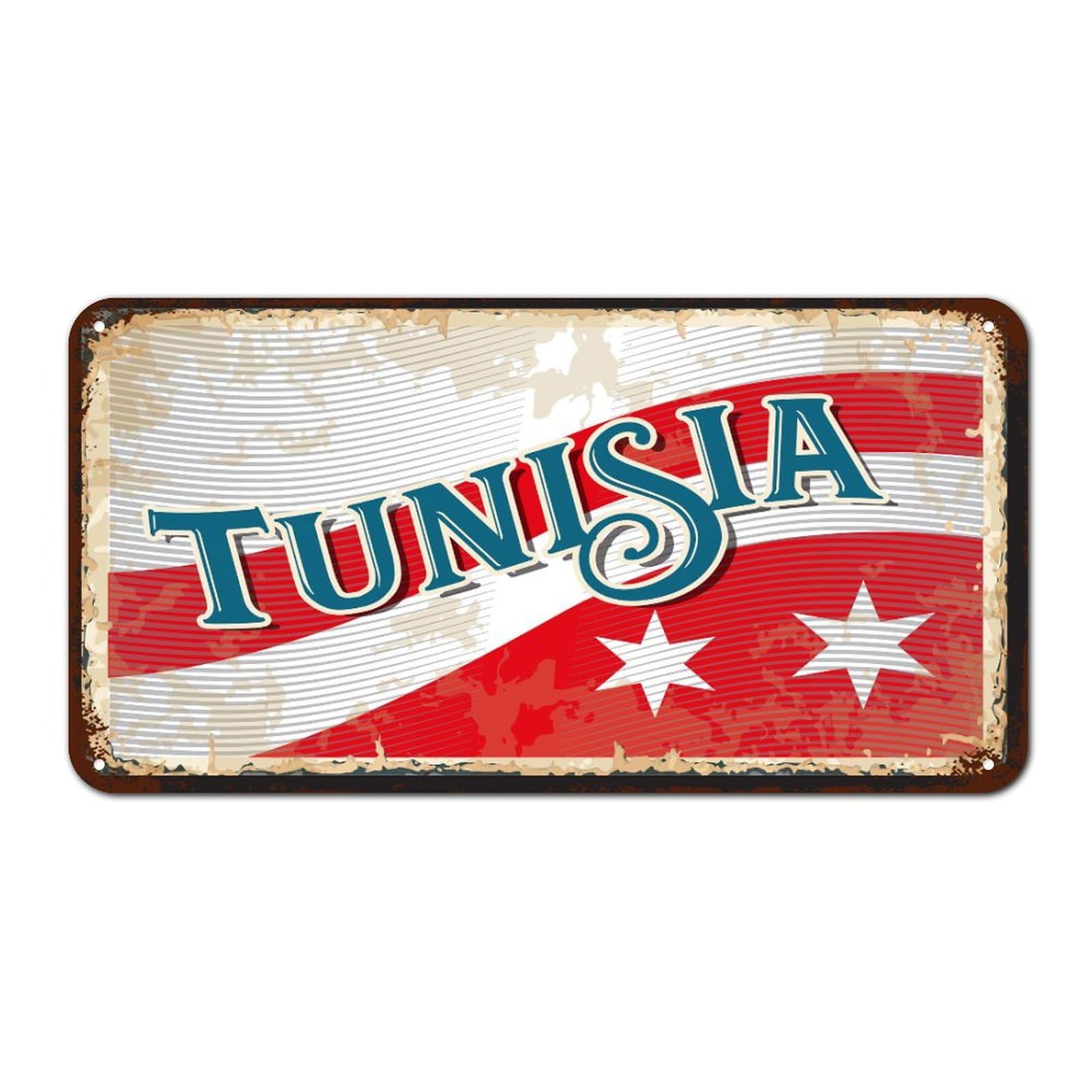 Yelolyio Tunisia Flag Metal Signs Outdoor Vintage Front Door Signs Tunisia Wall Decor Country Souvenir Metal Plaque For Cabin Lounge Shop 6X12 Inch