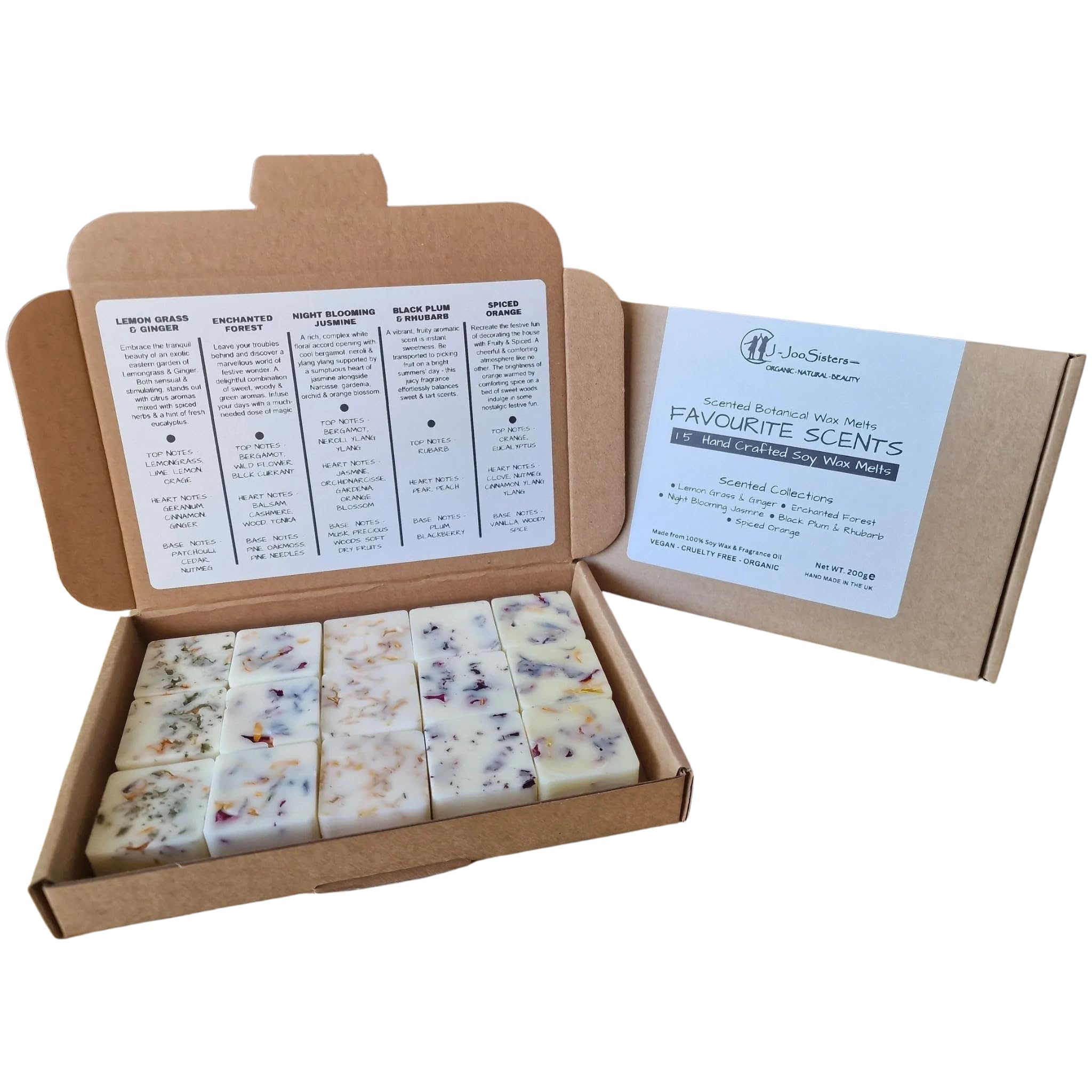 Favourite Scents, Highly Scented Botanical Wax Melts Collections (15 x 13.5g Hand Crafted), Vegan Friendly & Cruelty Free