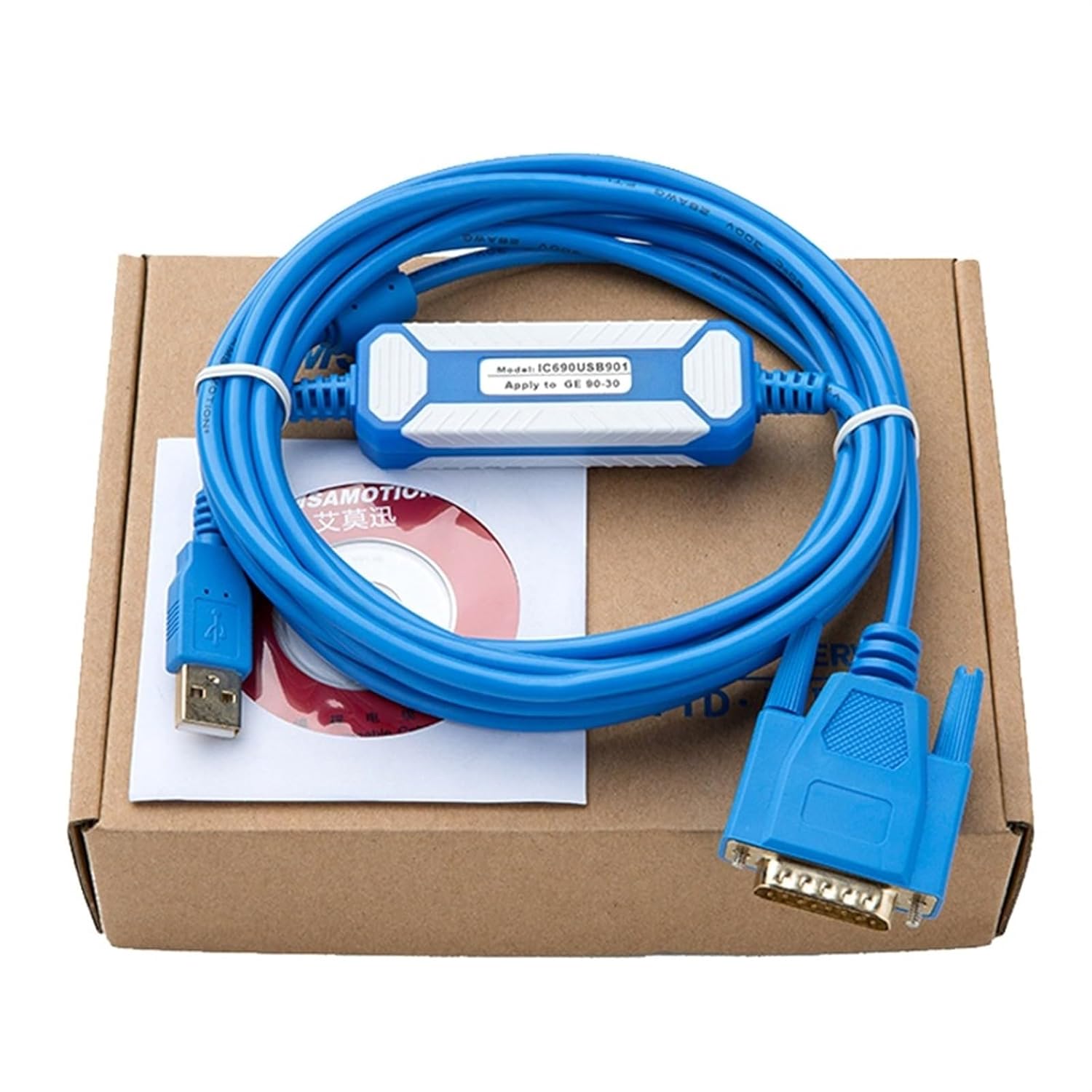 GE PLC Programming Cable Data Cable GE 90 30 Series PLC Download Cable IC690USB901+(Gilded Blue 3)