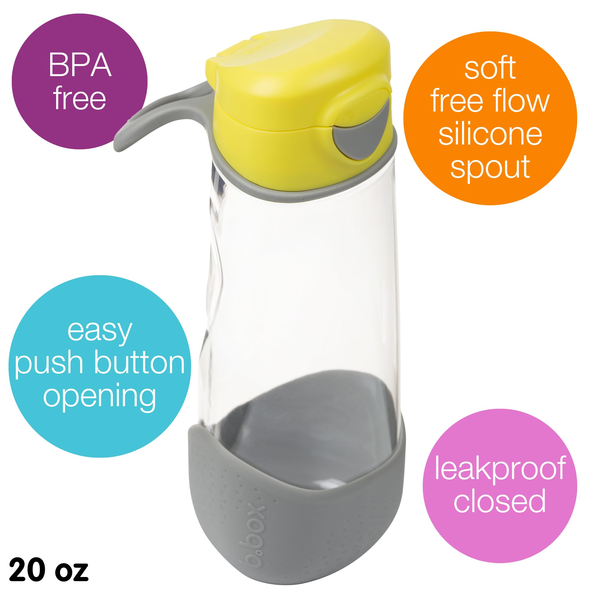 B.box Sport Trinkflasche Kinder 600ml - Auslaufsicher Mit Sportschnabel