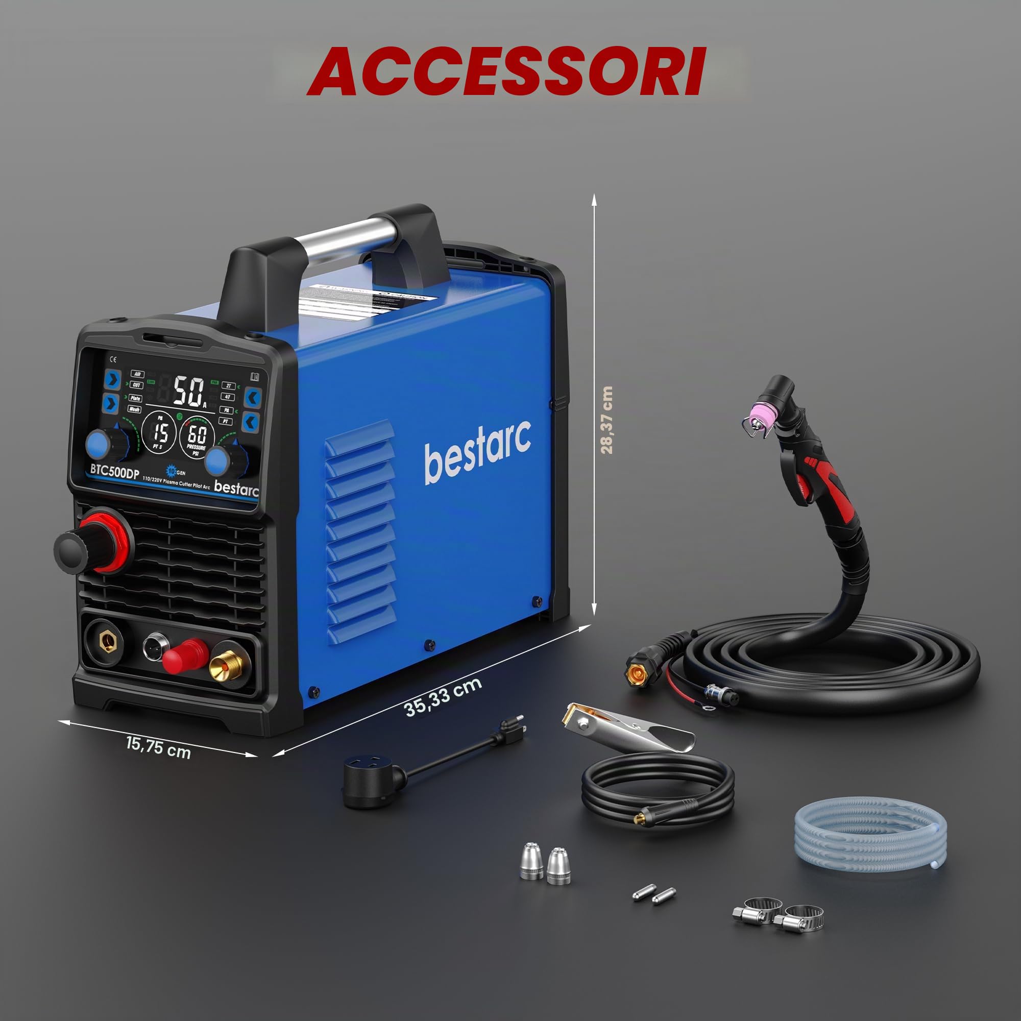 bestarc Taglierina al plasma, arco pilota [tecnologia del sensore d'aria] 110/220V BTC500DP 10a generazione, 50A schermo Display digitale al plasma macchina da taglio (BTC500DP 10GEN 110/220V)
