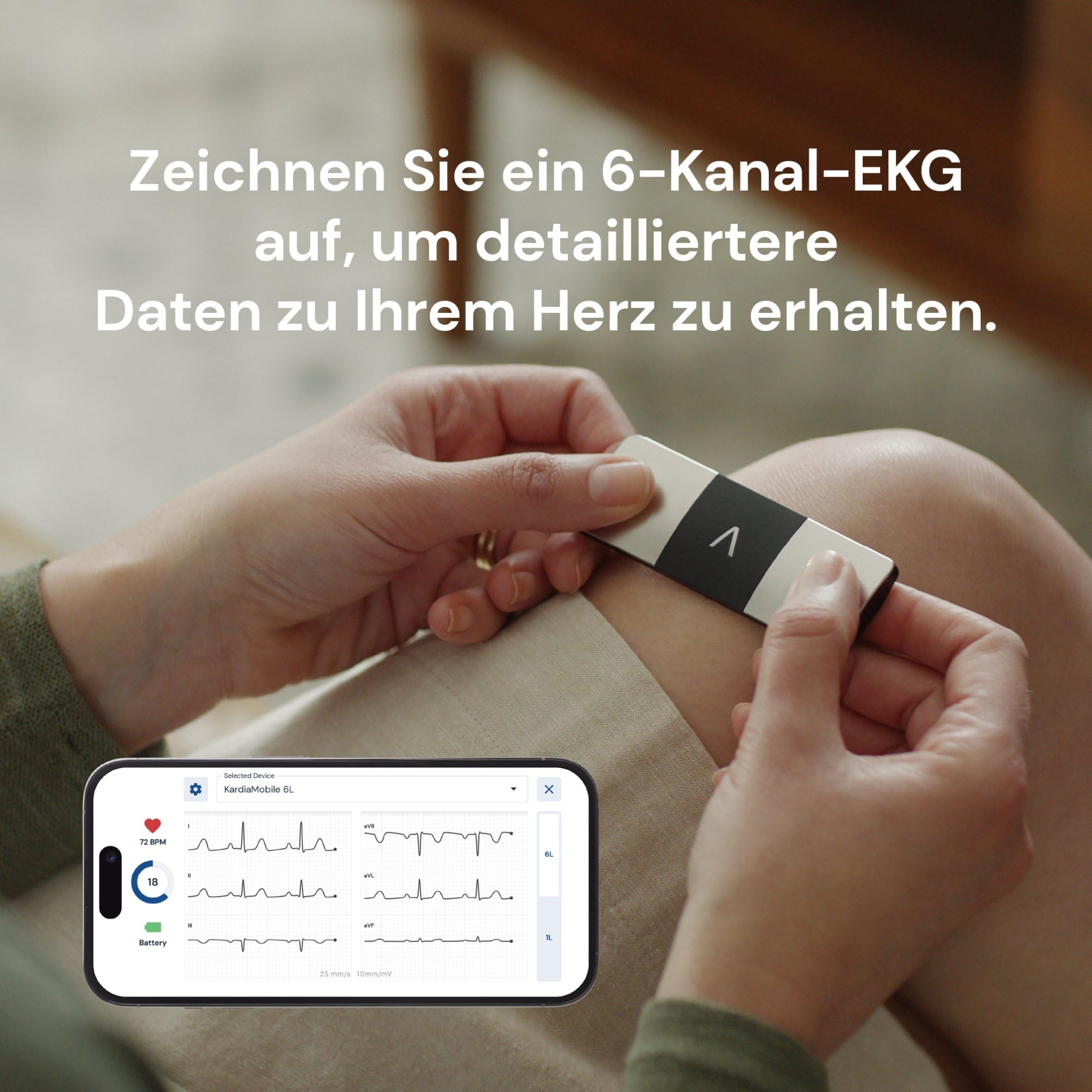 KardiaMobile 6-Kanal Personal-EKG Herzfrequenz-Monitor – Sechs Ansichten des Herzens, erkennt Vorhofflimmern, schnelle Ergebnisse