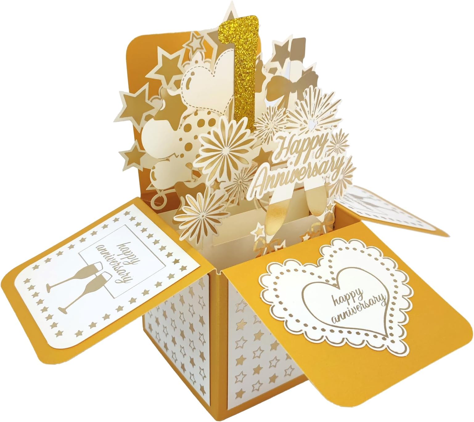 YiKaLus Happy 1 Year Wedding Anniversary Pop Up Card for Him Her,Sweet 3D 1st Anniversary Cards Gifts for Boyfriend Girlfriend,Funny One Year Anniversary Presents fo Husband Wife,Best Anniversary