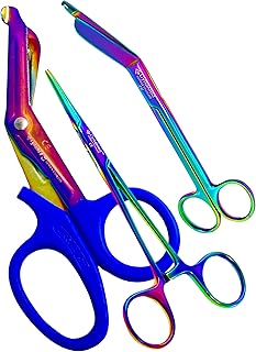 PREMIUM Multi Titanium Lister Bandage Scissors 7.25 inch plus Straight Hemostat plus EMT Shears CYNAMED