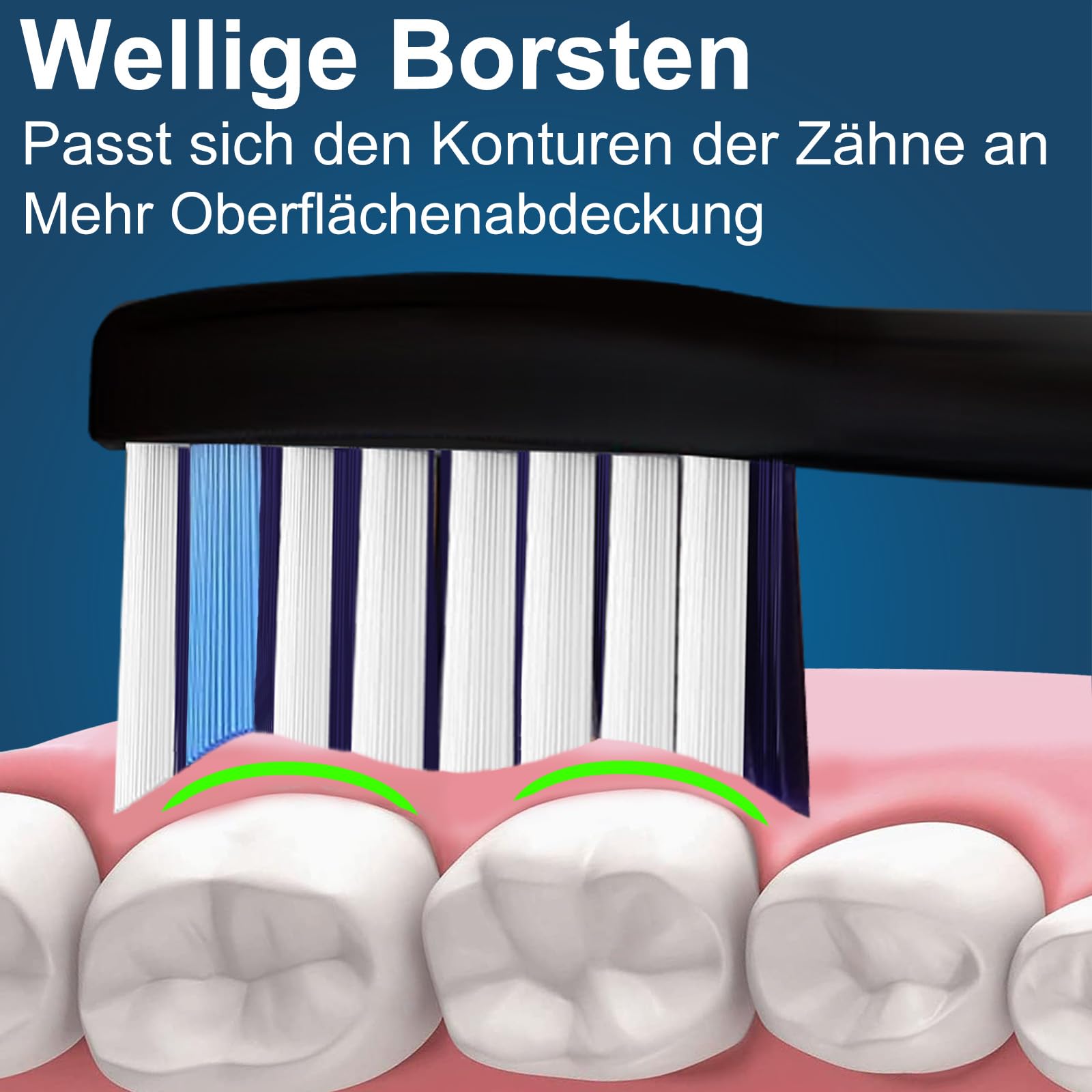 16 Stück Whitening Clean Ersatzbürsten Kompatibel mit Philips Sonicare Elektrische Zahnbürste, 8er Weiße und 8er Schwarz Bürstenköpfe. (Packung mit 2)