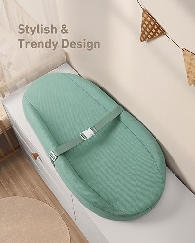 Miniatura 5 de Cambiador contorneado con funda suave y lavable, forro impermeable de espuma para cambiador de bebé para tocador, con un forro impermeable para