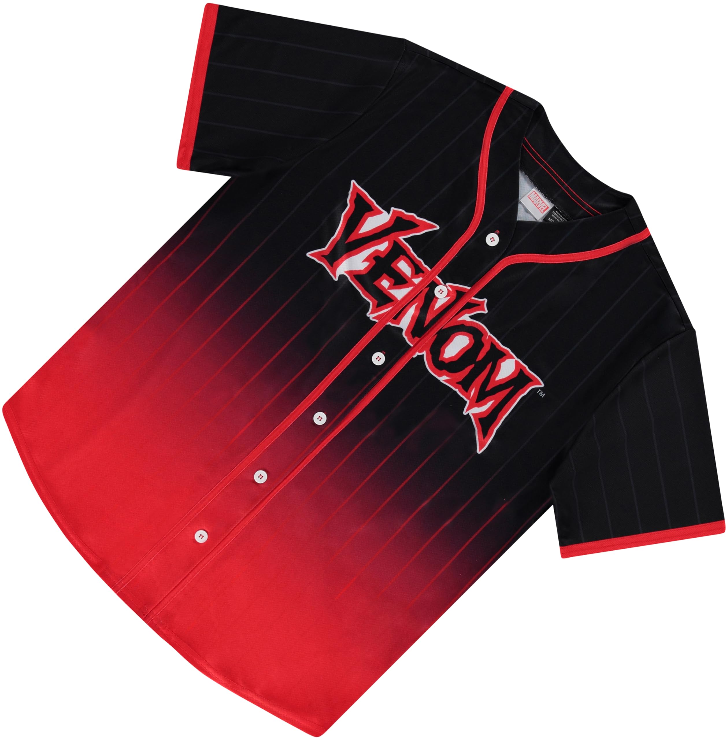 Marvel Venom - Camiseta de béisbol de Malla para Hombre, Eddie Brock, Flash Thompson, Mac Gargan, Camiseta de béisbol de Malla con Botones, Negro Rojo, S