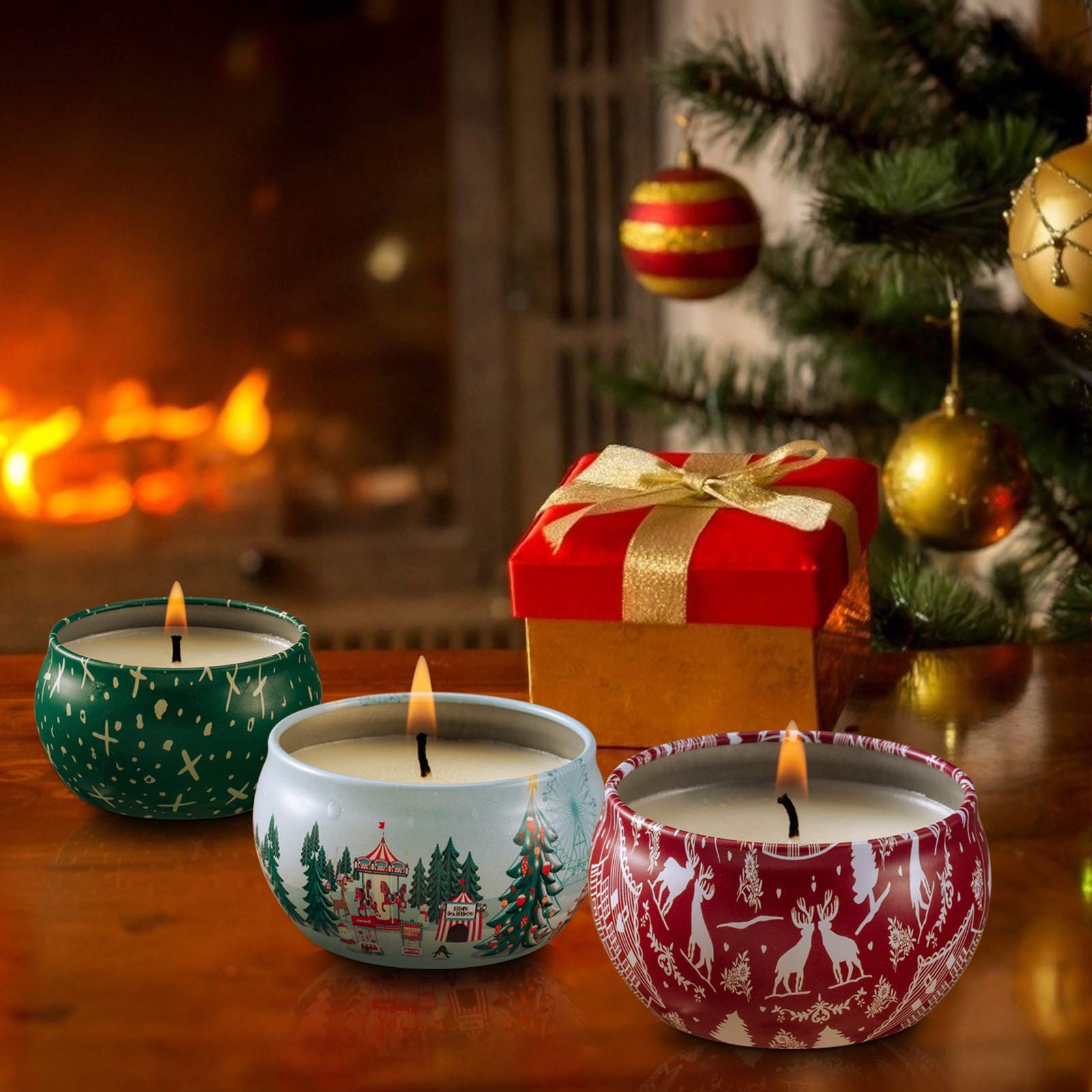 Set de las velas con aroma 12, set, puro natural de soja lata de soja cera velas de aromaterapia mujeres día de la madre cumpleaños decoración navideña