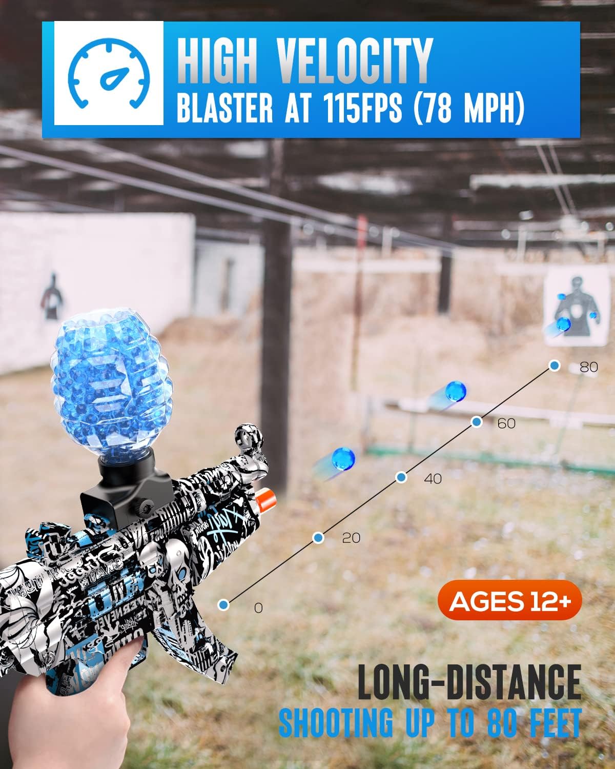 Buy Splatter Ball Gun Automatic MP5 Gel Ball Blaster Toy Gun, 40K