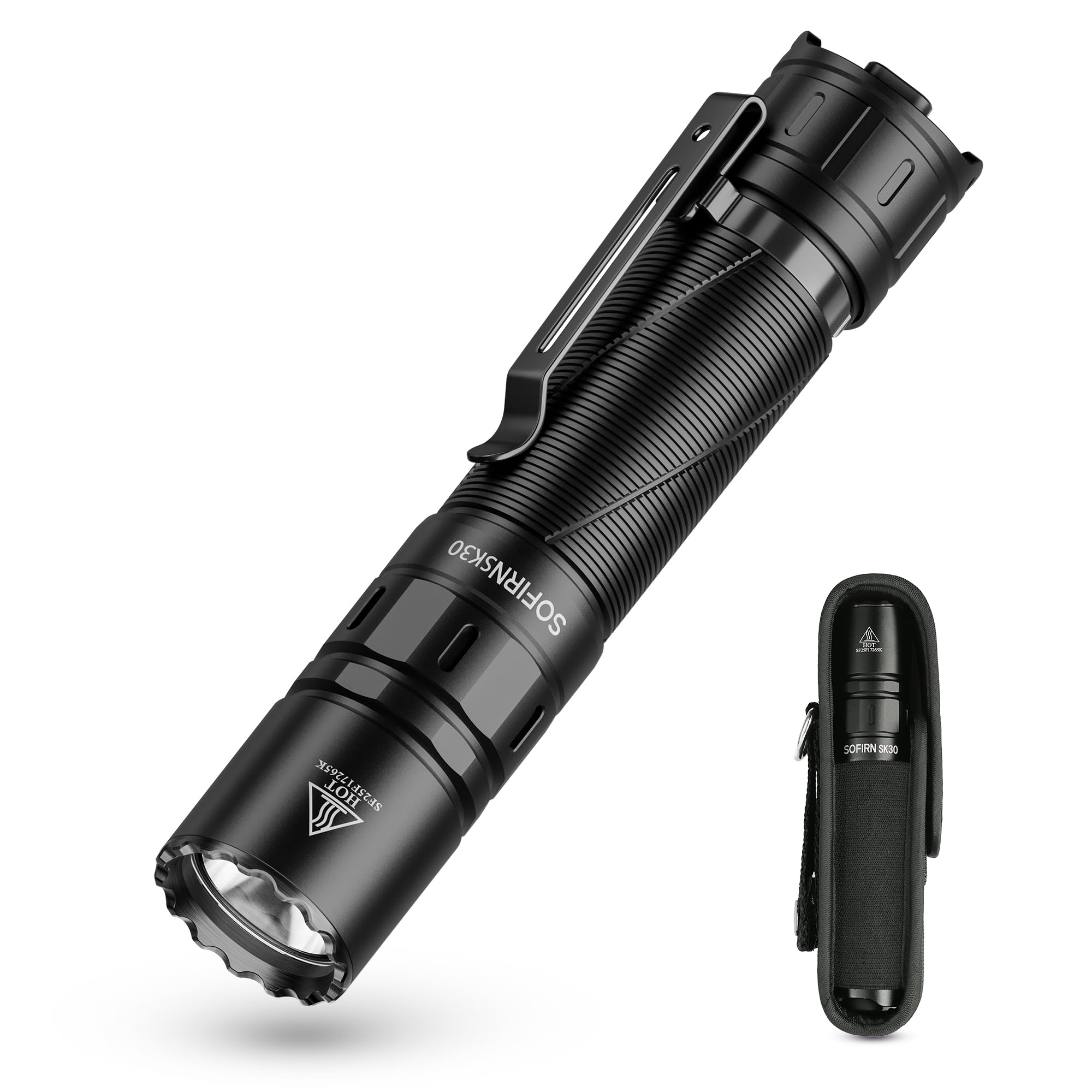 Torcia Sofirn SK30 a LED, Ricaricabile USB C, 3000 Lumen, Torcia Tattica Estremamente Luminosa con 6 Modalità di Luce, 392M max, con Batteria per EDC, Emergenza, Outdoor, Campeggio, Ricerca
