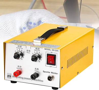 Jewelry Pulse Spot Welder, 110V/220V Jewelry Welding Machine, Sparkle Spot Welder Portable Spot Welding Machine, 0.6-80A Adjustable Pulse, with Foot Pedal 30A