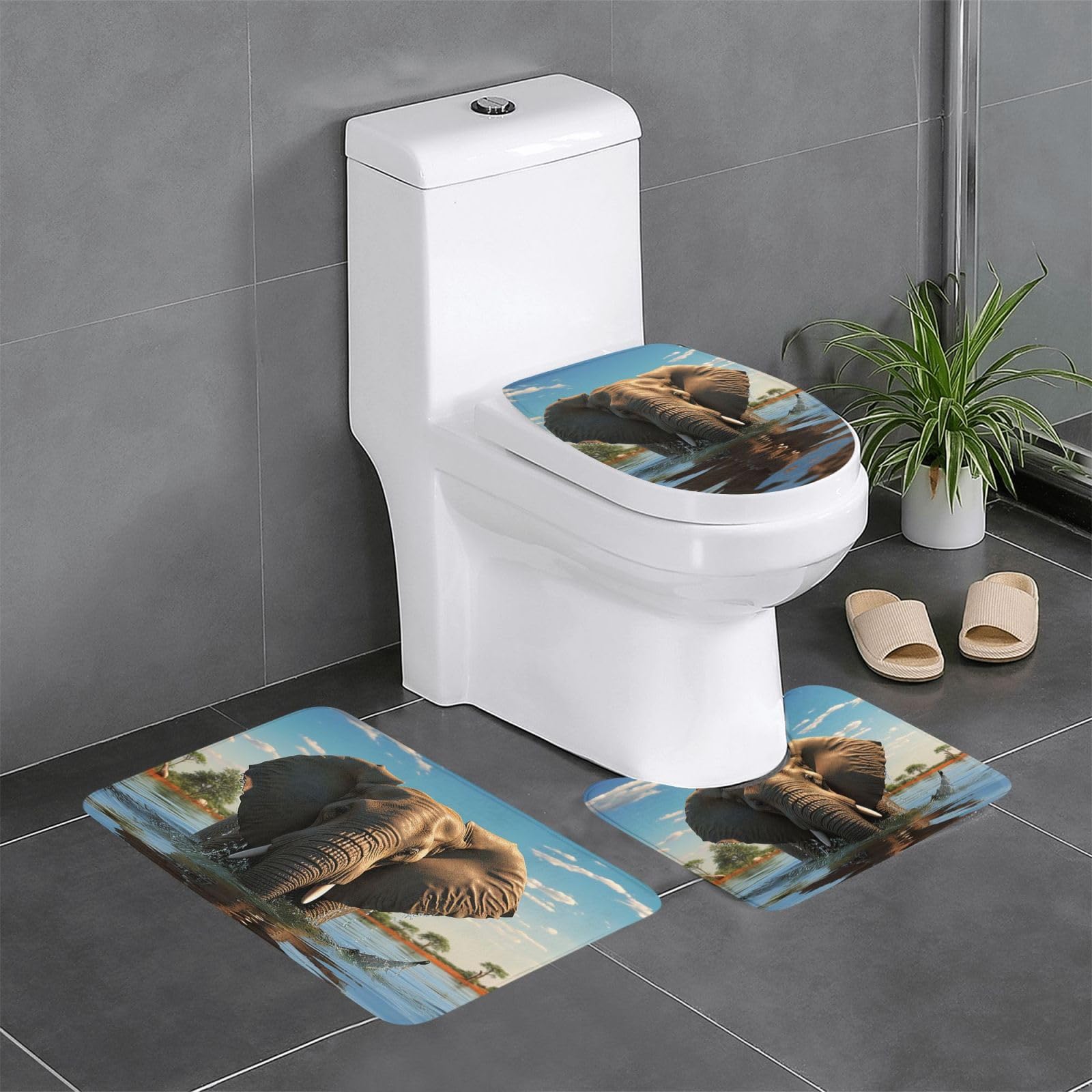 Tapis de bain absorbant éléphant pour éviter les glissades sur carrelage humide