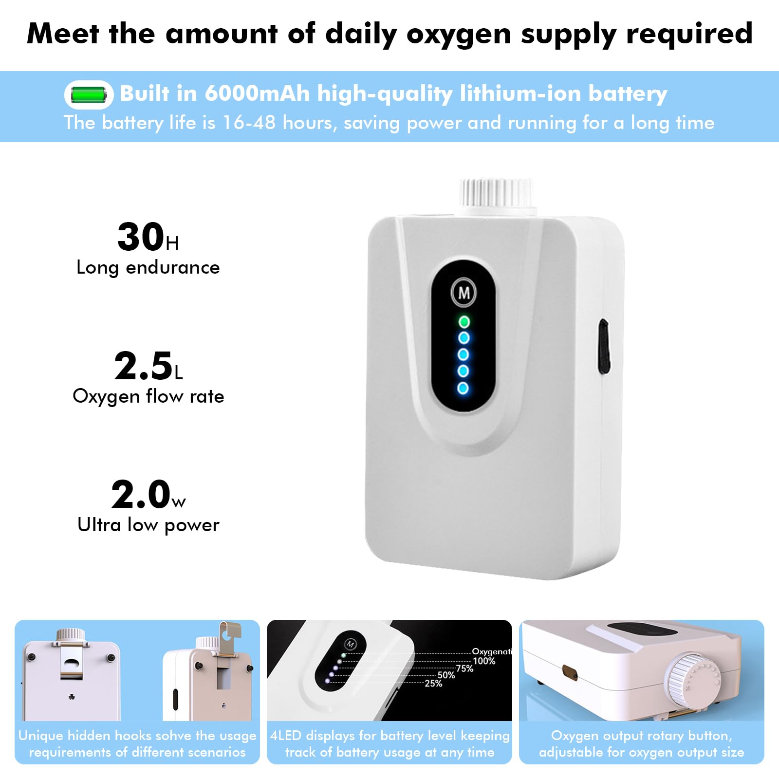 Bomba de oxígeno solar, bomba de aire solar, aireador de estanque Sol-AR de 6 W con batería de 6000 mAh, carga solar disponible y carga USB, oxigenador de acuario, aireador de pesca para estanque de