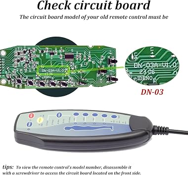 8 Female Pin Hand Remote Control for Massage Power Lift Recliner Chair, for DN-03 Heat & Vibration Controller for Chair, with 30 in Length Extension Connection Cord 12VDC