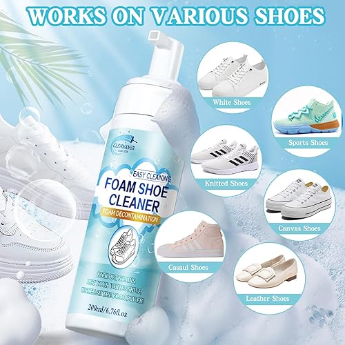 Miniatura 4 de Kit de limpieza de zapatos, limpiador de zapatos blanco de 6.76 onzas, elimina la suciedad y las manchas, kit de limpiador de zapatos con cepillo y