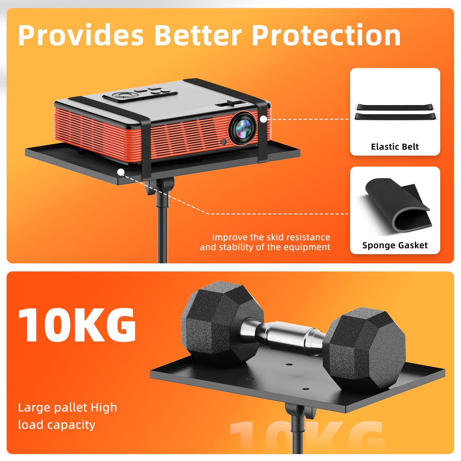 Trépied pour vidéoprojecteur réglable en hauteur de 73 à 120 cm, support de projecteur mobile en métal avec roues verrouillables – Pour home cinéma, entreprise et extérieur