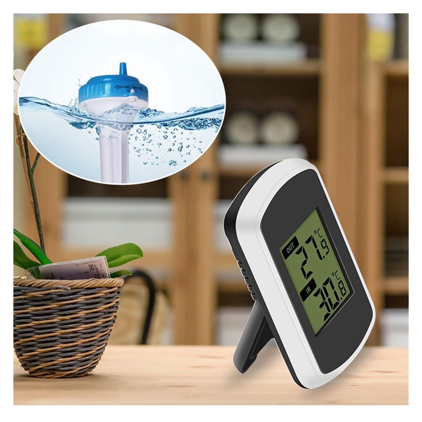 Pływający Pływający Solarny Termometr Do Wody IP67 Wodoodporny Cyfrowy LCD Łazienka Basen Spa Monitor Temperatury Alarm -40℃~60℃ Dokładny Pomiar