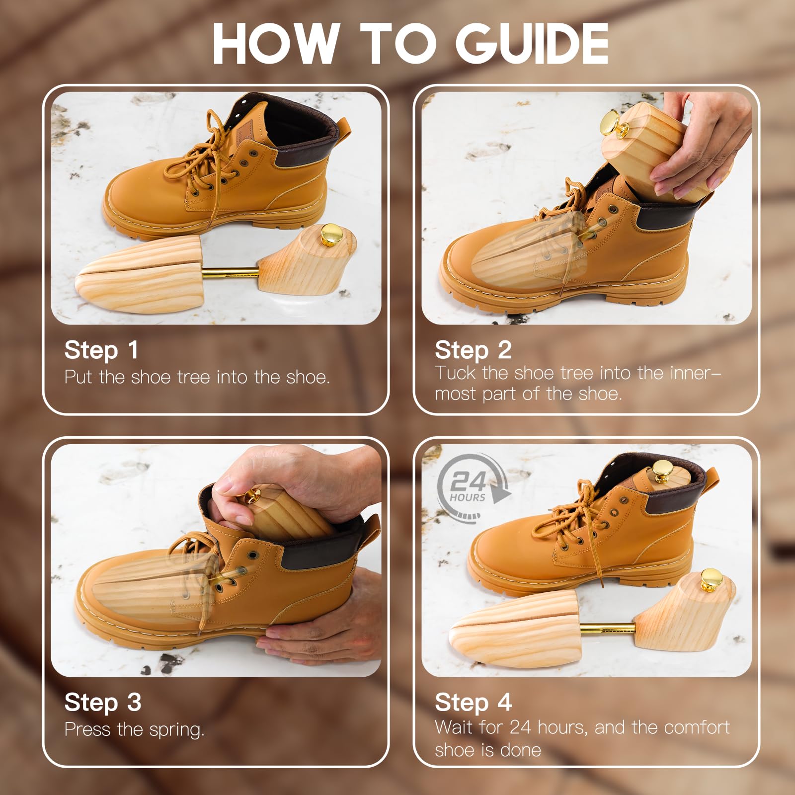 JJDPARTS Árbol para botas de madera, árbol de zapatos para botas, estirador de zapatos y moldeador para hombres y mujeres