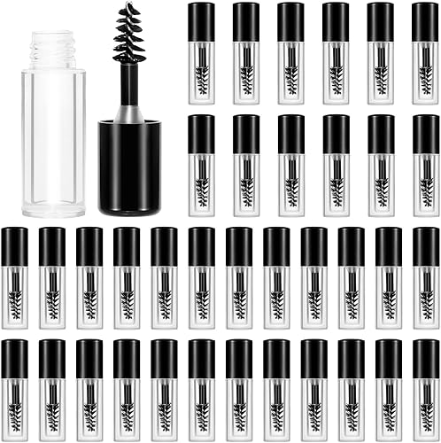 36 Pcs Empty Mascara Tubes with Wand (3ml), Refillable Eyelash Brow Tint Tubes, 