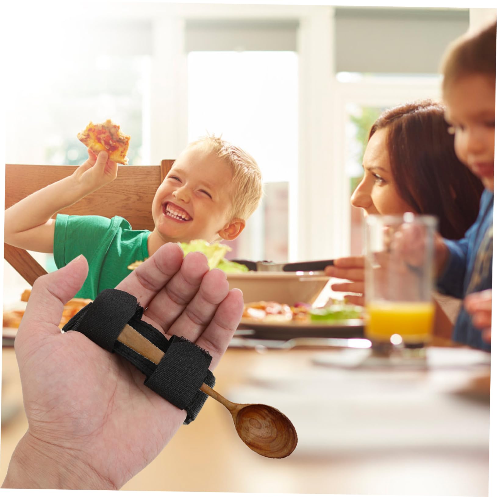 2 Piezas Kit De Ayuda Alimentaria Para Discapacitados Utensilios Cubiertos Soporte Ajustable Correa Para Soporte De Implementos Correa De Fijación Duradera Correa Para Cuchara SEWOART