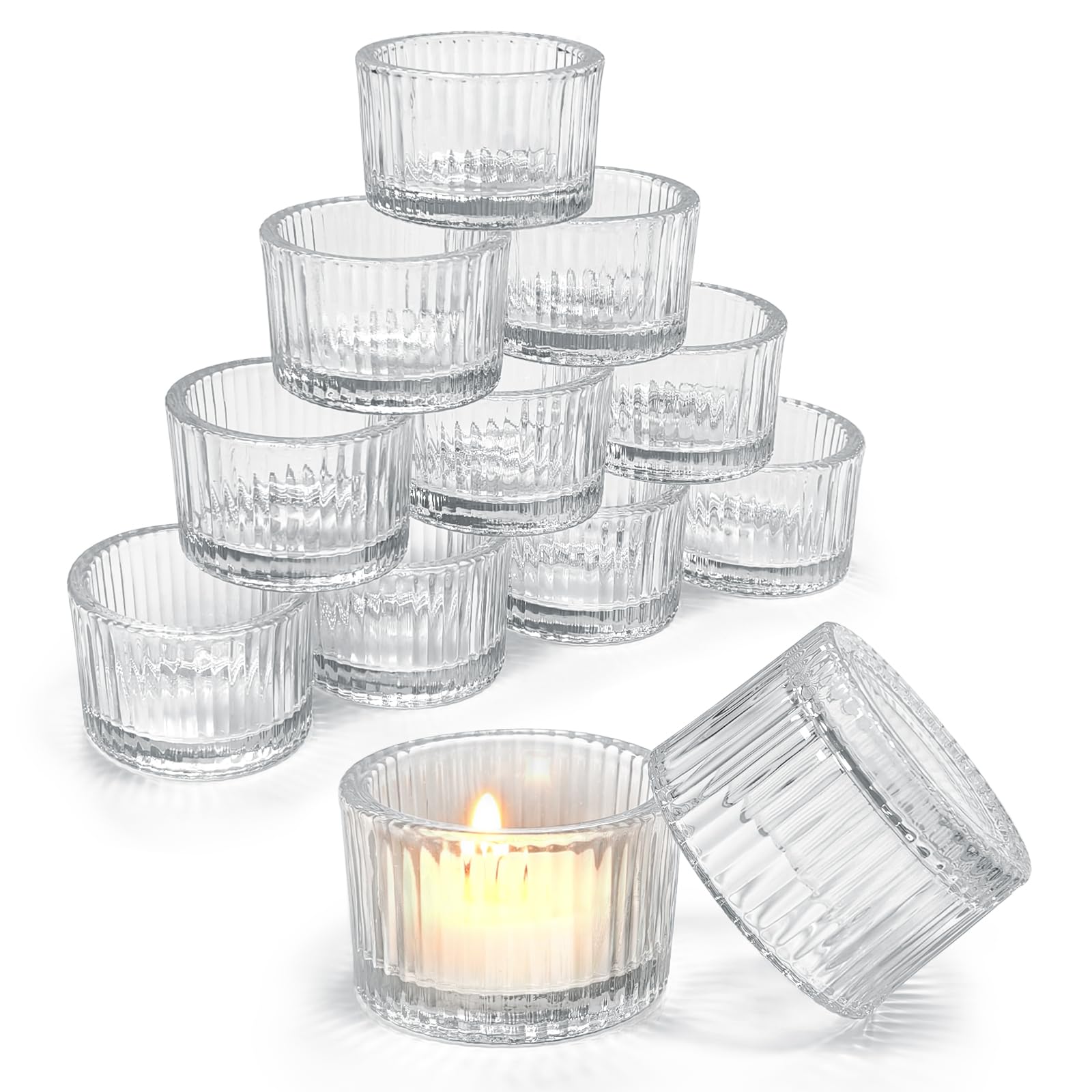 lot 12 photophores verre transparent
