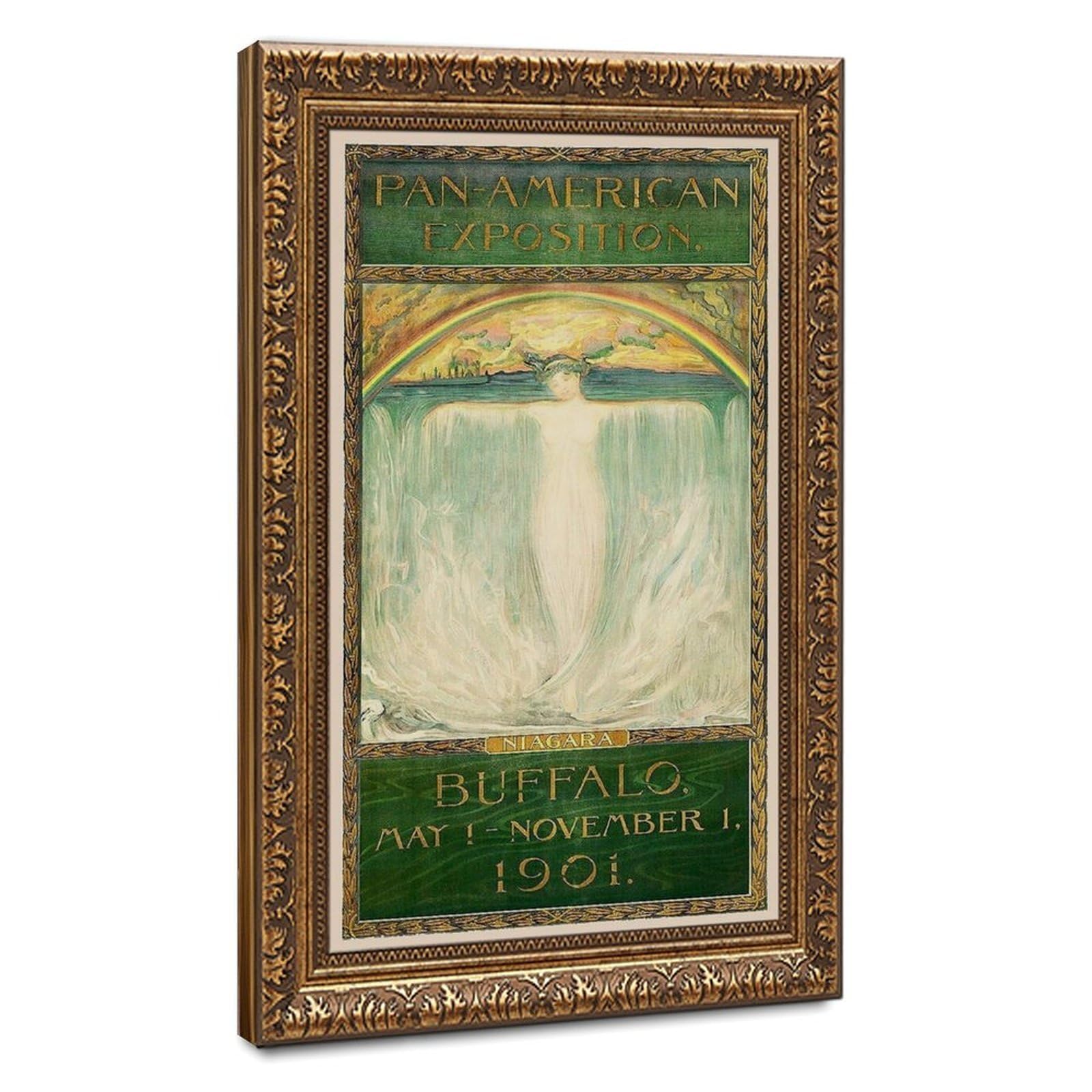 WCYB 1901 Pan America Exposition Buffalo Niagara Falls Vintage Posters Prints Canvas Deco Paintings Wall Art Hangable Frame 24" L X 36" W