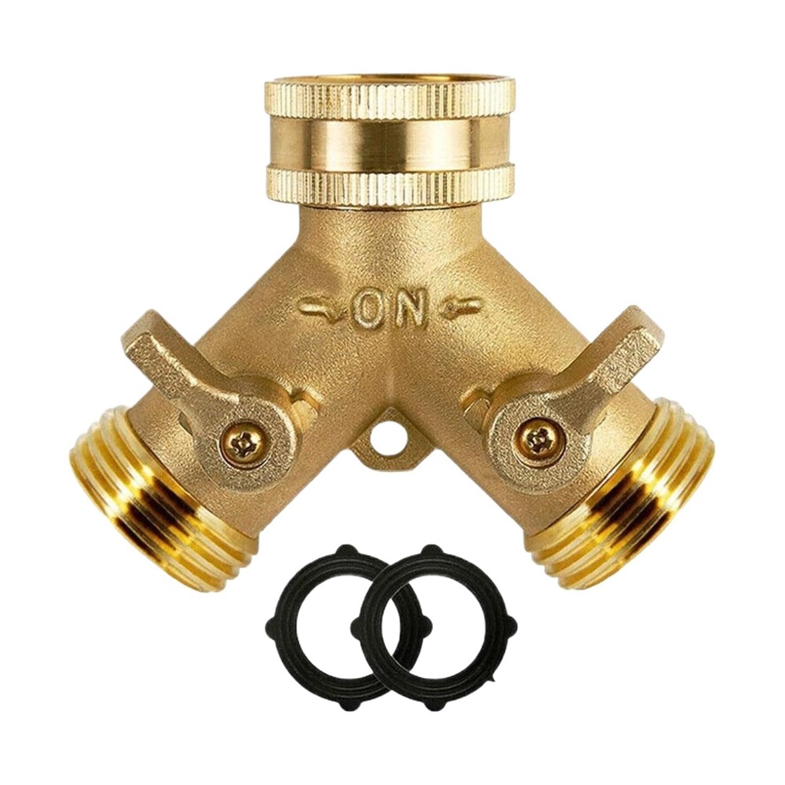 Fbanulpex Women's Gold Y-Splitters Garden Hose Connectors, Brass Garden Hose Y Valve Splitter 2 Way Water Adapter Solid Handle For Garden Lawn