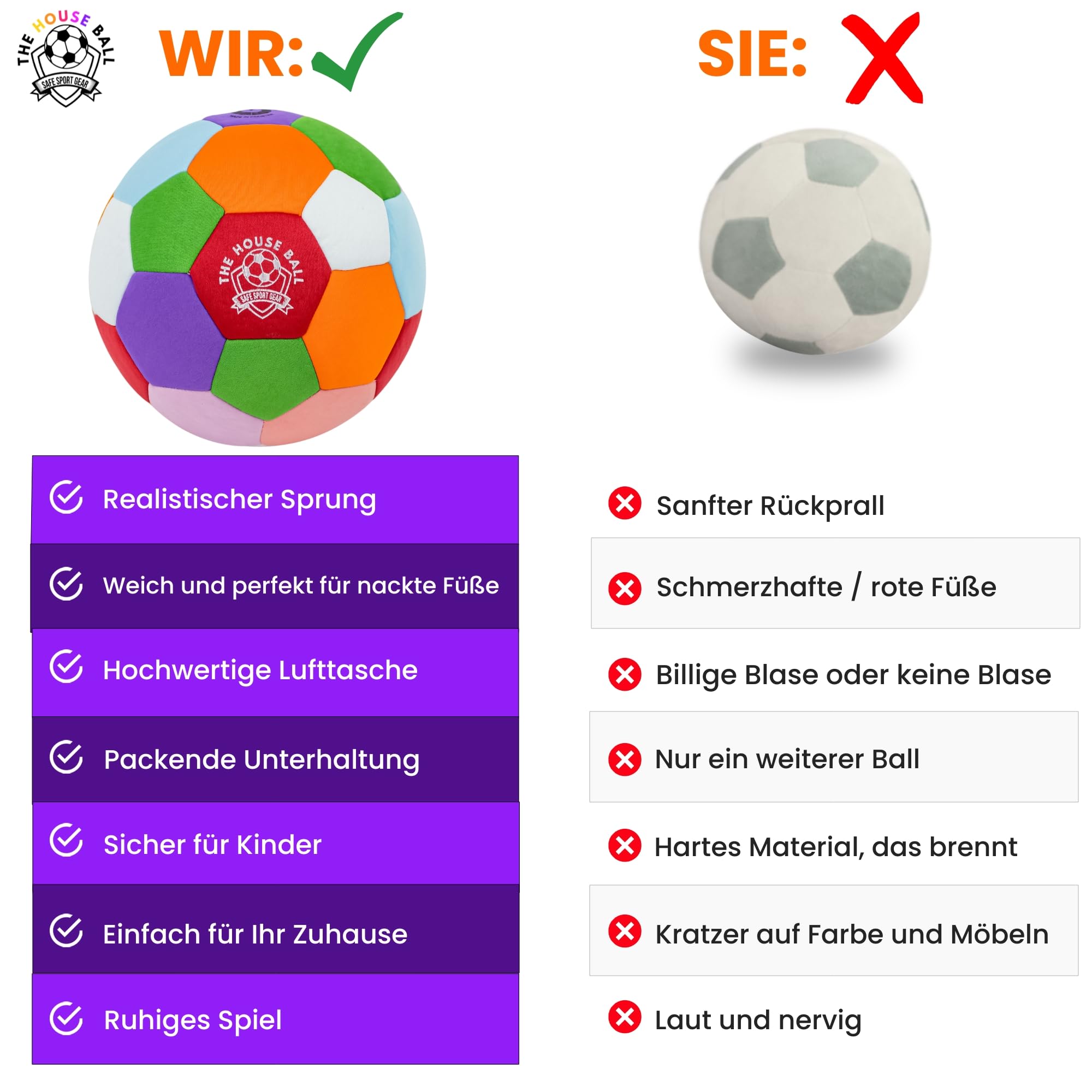 Safe Sport Gear - Der House Ball – Originaler Weicher Softball Fußball Größe 4, Perfekter Softball Kinder, Indoor Fußball für Kinder & Jugendliche, Lustiger, Hochwertiger - The House Ball