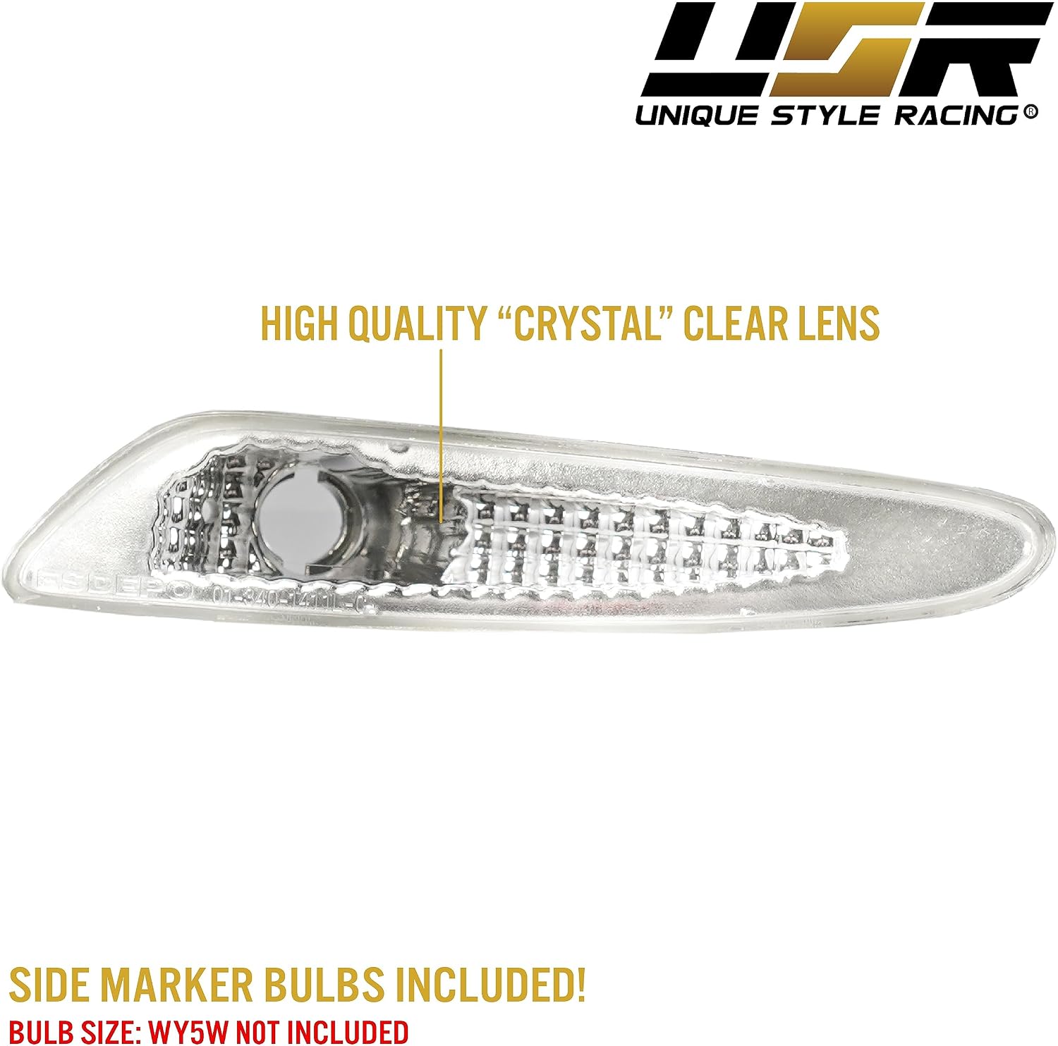 USR DEPO 03-06 R230 SL Class AMG Clear Bumper Side Marker Lights Assembly Set (Left + Right) Compatible For 2003-2006 Mercedes Benz R230 SL Class AMG