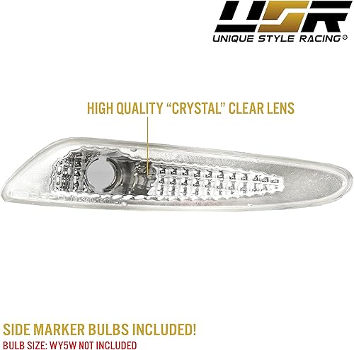 Miniatura 6 de USR DEPO 03-06 R230 SL Class AMG - Juego de luces laterales transparentes para parachoques (izquierda + derecha) compatible con Mercedes Benz R230