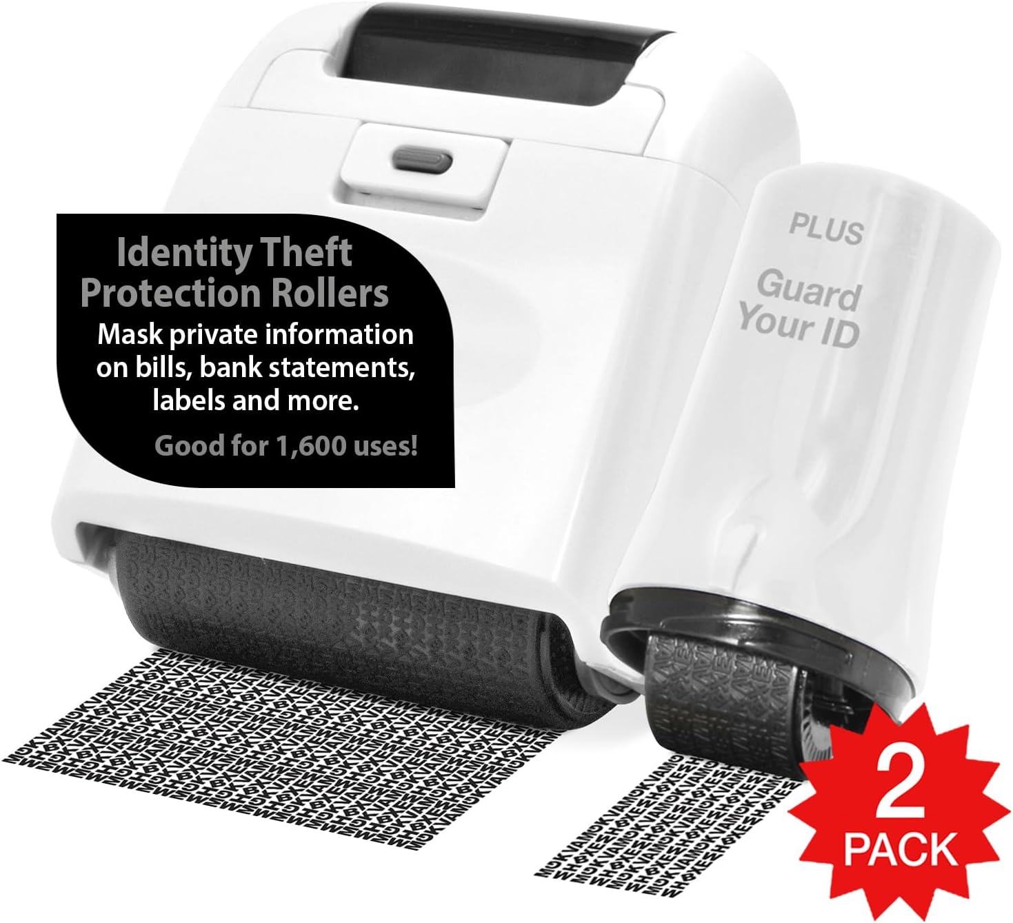 Identity Theft Prevention Wide Roller Security Stamp Kit, White