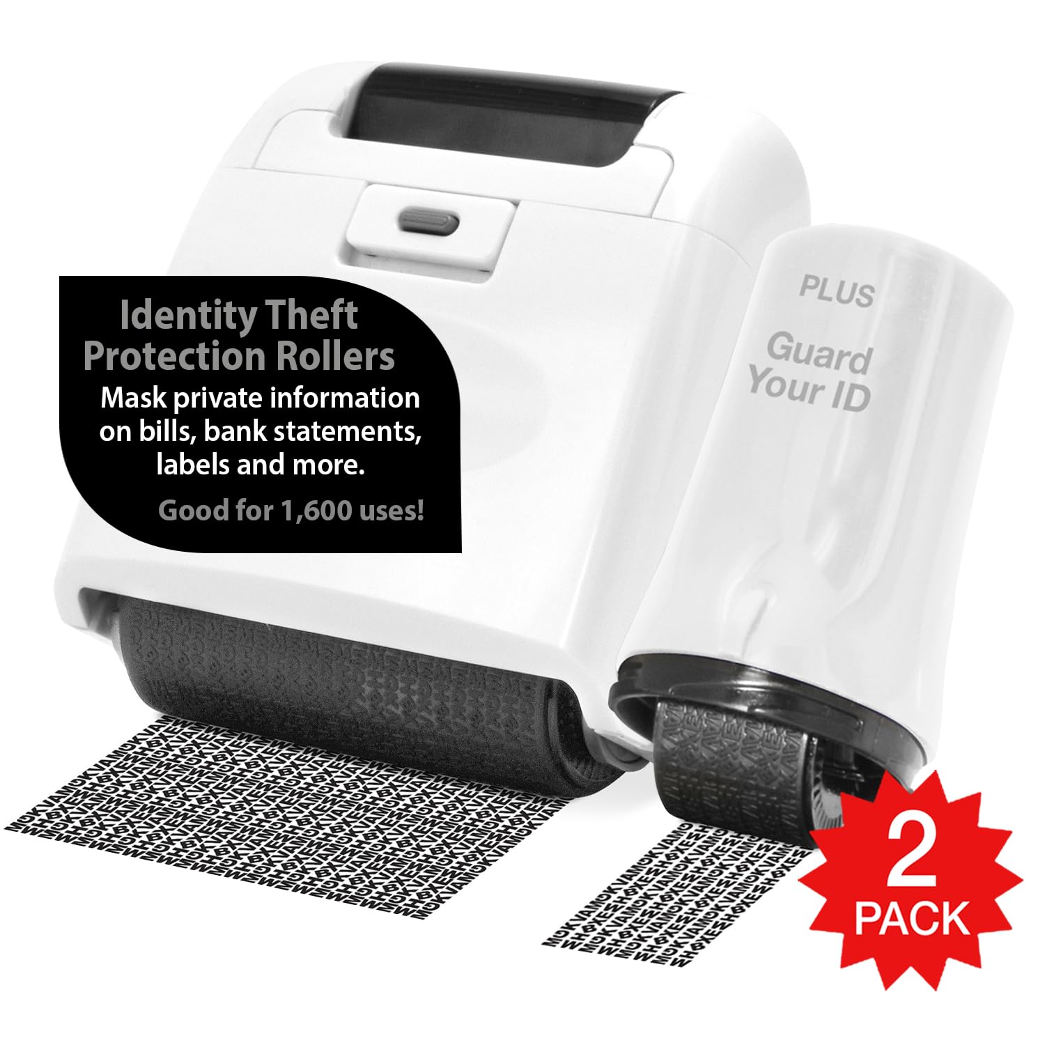 Identity Theft Prevention Wide Roller Security Stamp Kit, White